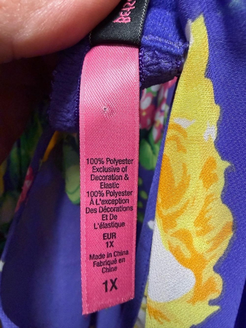 Betsey Johnson Floral Babydoll Dress Sheer Purple Yellow Ruffle Mini 1X - Picture 3 of 4